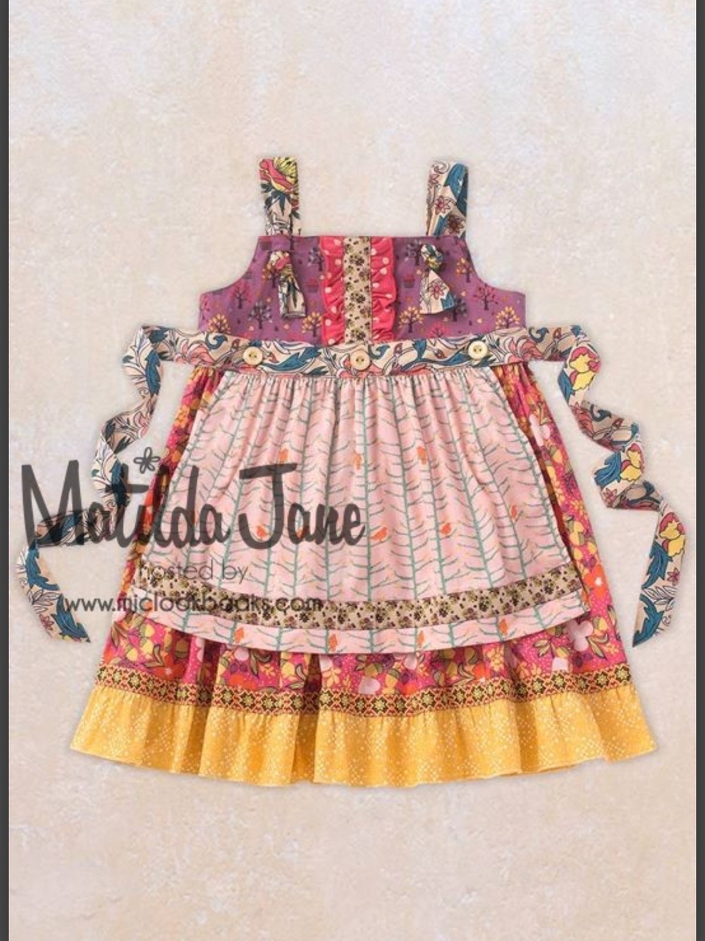 Matilda Jane Colorful Kira Knot Apron Sundress Friends Forever